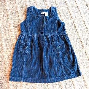 Toddler Girls Dress, Blue Corduroy Dress, 4T Dress, Toddler Girls Jumper